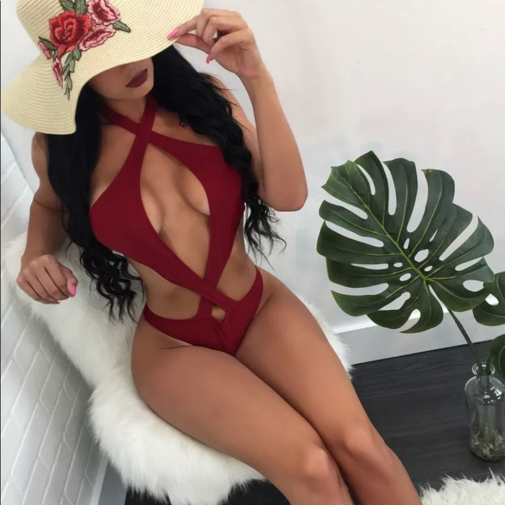 ❗️Last One❗️Wine Red Bandage Swimsuit